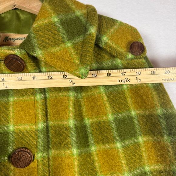 Vintage Merrywear Plaid Thick Wool Cape Coat Womens Button Down Made In Ireland - Picture 4 of 9